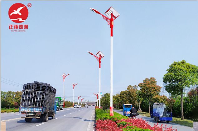 6米太阳能路灯在城市主、次干道、小区、工厂、旅游景点应用